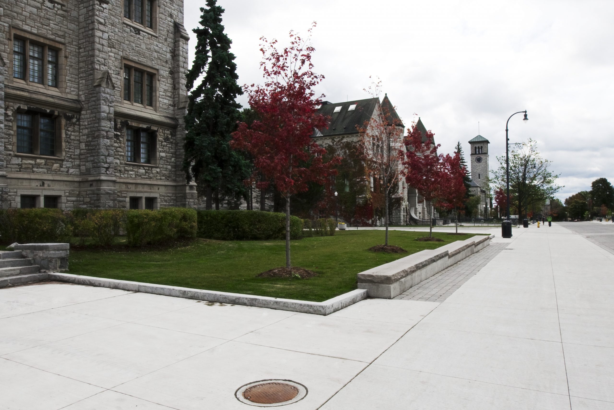Photo of view down University Avenue with the clock tower in the background.