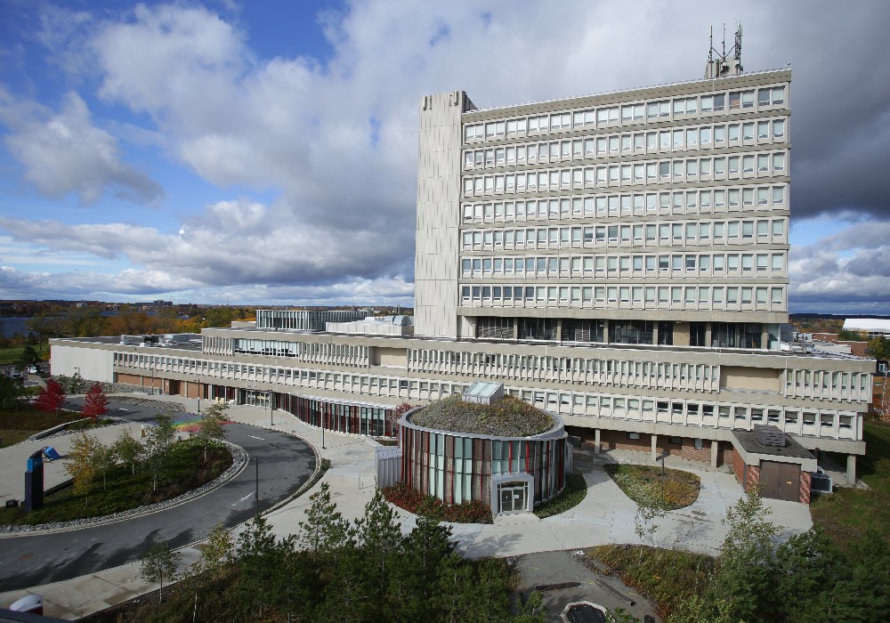 An aerial view of the Parker building on the Laurentian Campus.